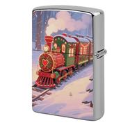 Lighter Case Personalized Christmas Train Lighter Cover Metal Protector Reusable Double-Sided Graffiti Lighters Sleeve for Women Men