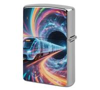 Lighter Case Personalized Future Energy Train Lighter Cover Metal Protector Reusable Double-Sided Graffiti Lighters Sleeve for Women Men