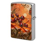 Lighter Case Personalized Ladybug Marigold Bloom Lighter Cover Metal Protector Reusable Double-Sided Graffiti Lighters Sleeve for Women Men