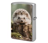 Lighter Case Personalized Lovely Little Hedgehog Lighter Cover Metal Protector Reusable Double-Sided Graffiti Lighters Sleeve for Women Men
