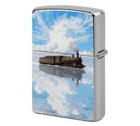 Lighter Case Personalized Modern Train On The Salt Lake Lighter Cover Metal Protector Reusable Double-Sided Graffiti Lighters Sleeve for Women Men