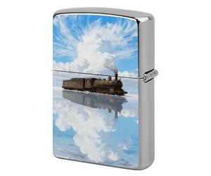 Lighter Case Personalized Modern Train On The Salt Lake Lighter Cover Metal Protector Reusable Double-Sided Graffiti Lighters Sleeve for Women Men