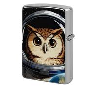 Lighter Case Personalized Space Astronaut Owl Lighter Cover Metal Protector Reusable Double-Sided Graffiti Lighters Sleeve for Women Men