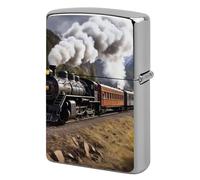 Lighter Case Personalized Steam Locomotive Train Lighter Cover Metal Protector Reusable Double-Sided Graffiti Lighters Sleeve for Women Men