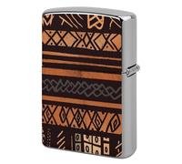 Lighter Case Windproof Metal African Mud Cloth Tribal Lighter Pouch Pocket Lighters Sleeve Protector Double-Sided Reusable Protective Kerosene Lighters Cover Gift for Smoker