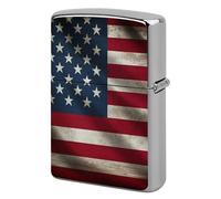 Lighter Case Windproof Metal American Flag Lighter Pouch Pocket Lighters Sleeve Protector Double-Sided Reusable Protective Kerosene Lighters Cover Gift for Smoker