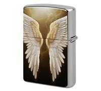 Lighter Case Windproof Metal Angel Wing Lighter Pouch Pocket Lighters Sleeve Protector Double-Sided Reusable Protective Kerosene Lighters Cover Gift for Smoker