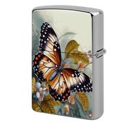 Lighter Case Windproof Metal Beautiful Butterfly Lighter Pouch Pocket Lighters Sleeve Protector Double-Sided Reusable Protective Kerosene Lighters Cover Gift for Smoker