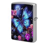 Lighter Case Windproof Metal Beauty Butterfly Lighter Pouch Pocket Lighters Sleeve Protector Double-Sided Reusable Protective Kerosene Lighters Cover Gift for Smoker