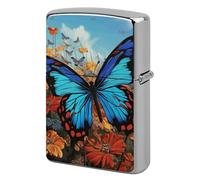 Lighter Case Windproof Metal Big Butterfly Lighter Pouch Pocket Lighters Sleeve Protector Double-Sided Reusable Protective Kerosene Lighters Cover Gift for Smoker