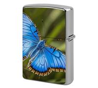 Lighter Case Windproof Metal Blue Butterfly Lighter Pouch Pocket Lighters Sleeve Protector Double-Sided Reusable Protective Kerosene Lighters Cover Gift for Smoker