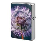 Lighter Case Windproof Metal Botany Dandelion Purple Lighter Pouch Pocket Lighters Sleeve Protector Double-Sided Reusable Protective Kerosene Lighters Cover Gift for Smoker