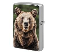Lighter Case Windproof Metal Brown Bear Lighter Pouch Pocket Lighters Sleeve Protector Double-Sided Reusable Protective Kerosene Lighters Cover Gift for Smoker