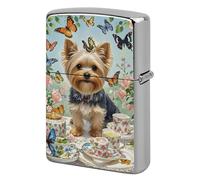 Lighter Case Windproof Metal Butterflies with Dog Lighter Pouch Pocket Lighters Sleeve Protector Double-Sided Reusable Protective Kerosene Lighters Cover Gift for Smoker