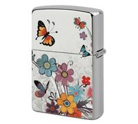 Lighter Case Windproof Metal Cartoon Butterfly Flowers Lighter Pouch Pocket Lighters Sleeve Protector Double-Sided Reusable Protective Kerosene Lighters Cover Gift for Smoker