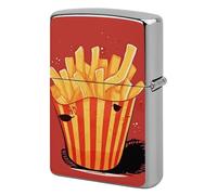 Lighter Case Windproof Metal Cartoon Fries Lighter Pouch Pocket Lighters Sleeve Protector Double-Sided Reusable Protective Kerosene Lighters Cover Gift for Smoker