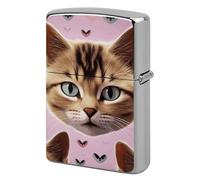 Lighter Case Windproof Metal Carttoon Cat Lighter Pouch Pocket Lighters Sleeve Protector Double-Sided Reusable Protective Kerosene Lighters Cover Gift for Smoker