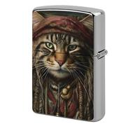 Lighter Case Windproof Metal Cat Pirate Braids Lighter Pouch Pocket Lighters Sleeve Protector Double-Sided Reusable Protective Kerosene Lighters Cover Gift for Smoker