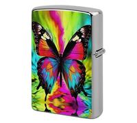 Lighter Case Windproof Metal Colorful Butterfly Lighter Pouch Pocket Lighters Sleeve Protector Double-Sided Reusable Protective Kerosene Lighters Cover Gift for Smoker