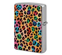Lighter Case Windproof Metal Colorful Leopard Lighter Pouch Pocket Lighters Sleeve Protector Double-Sided Reusable Protective Kerosene Lighters Cover Gift for Smoker