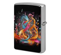 Lighter Case Windproof Metal Colorful Musical Note Lighter Pouch Pocket Lighters Sleeve Protector Double-Sided Reusable Protective Kerosene Lighters Cover Gift for Smoker