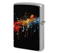 Lighter Case Windproof Metal Colorful Musical Notes Lighter Pouch Pocket Lighters Sleeve Protector Double-Sided Reusable Protective Kerosene Lighters Cover Gift for Smoker