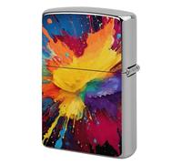 Lighter Case Windproof Metal Colorful Paint Splatter Art Lighter Pouch Pocket Lighters Sleeve Protector Double-Sided Reusable Protective Kerosene Lighters Cover Gift for Smoker