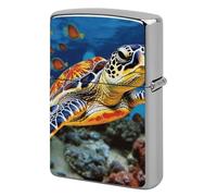 Lighter Case Windproof Metal Colorful Sea Turtle Lighter Pouch Pocket Lighters Sleeve Protector Double-Sided Reusable Protective Kerosene Lighters Cover Gift for Smoker