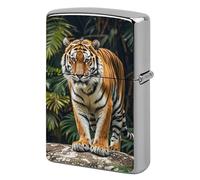 Lighter Case Windproof Metal Cool Tiger Lighter Pouch Pocket Lighters Sleeve Protector Double-Sided Reusable Protective Kerosene Lighters Cover Gift for Smoker