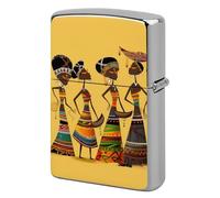 Lighter Case Windproof Metal Creative African Culture Lighter Pouch Pocket Lighters Sleeve Protector Double-Sided Reusable Protective Kerosene Lighters Cover Gift for Smoker