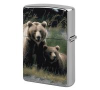 Lighter Case Windproof Metal Cute Bears Lighter Pouch Pocket Lighters Sleeve Protector Double-Sided Reusable Protective Kerosene Lighters Cover Gift for Smoker