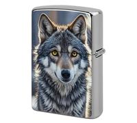 Lighter Case Windproof Metal Cute Wolf Lighter Pouch Pocket Lighters Sleeve Protector Double-Sided Reusable Protective Kerosene Lighters Cover Gift for Smoker