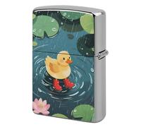 Lighter Case Windproof Metal Duck in Rainy Pond Lighter Pouch Pocket Lighters Sleeve Protector Double-Sided Reusable Protective Kerosene Lighters Cover Gift for Smoker