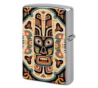 Lighter Case Windproof Metal Ethnic Totem Lighter Pouch Pocket Lighters Sleeve Protector Double-Sided Reusable Protective Kerosene Lighters Cover Gift for Smoker