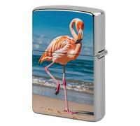 Lighter Case Windproof Metal Flamingo on Beach Lighter Pouch Pocket Lighters Sleeve Protector Double-Sided Reusable Protective Kerosene Lighters Cover Gift for Smoker