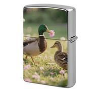 Lighter Case Windproof Metal Funny Ducks Lighter Pouch Pocket Lighters Sleeve Protector Double-Sided Reusable Protective Kerosene Lighters Cover Gift for Smoker