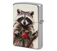 Lighter Case Windproof Metal Funny Raccoon Lighter Pouch Pocket Lighters Sleeve Protector Double-Sided Reusable Protective Kerosene Lighters Cover Gift for Smoker