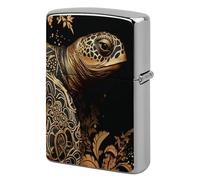 Lighter Case Windproof Metal Gold Sea Turtle Lighter Pouch Pocket Lighters Sleeve Protector Double-Sided Reusable Protective Kerosene Lighters Cover Gift for Smoker