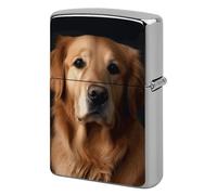 Lighter Case Windproof Metal Golden Retriever Lighter Pouch Pocket Lighters Sleeve Protector Double-Sided Reusable Protective Kerosene Lighters Cover Gift for Smoker