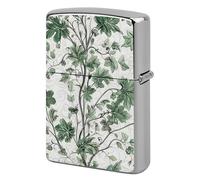 Lighter Case Windproof Metal Green Leaves and Vines Lighter Pouch Pocket Lighters Sleeve Protector Double-Sided Reusable Protective Kerosene Lighters Cover Gift for Smoker