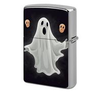 Lighter Case Windproof Metal Halloween Ghost Lighter Pouch Pocket Lighters Sleeve Protector Double-Sided Reusable Protective Kerosene Lighters Cover Gift for Smoker