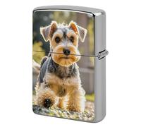 Lighter Case Windproof Metal Happy Puppy Lighter Pouch Pocket Lighters Sleeve Protector Double-Sided Reusable Protective Kerosene Lighters Cover Gift for Smoker