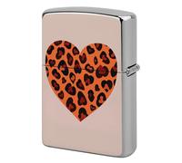 Lighter Case Windproof Metal Heart Leopard Lighter Pouch Pocket Lighters Sleeve Protector Double-Sided Reusable Protective Kerosene Lighters Cover Gift for Smoker