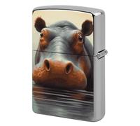 Lighter Case Windproof Metal Hippo Lighter Pouch Pocket Lighters Sleeve Protector Double-Sided Reusable Protective Kerosene Lighters Cover Gift for Smoker
