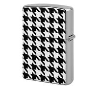 Lighter Case Windproof Metal Houndstooth Black Lighter Pouch Pocket Lighters Sleeve Protector Double-Sided Reusable Protective Kerosene Lighters Cover Gift for Smoker