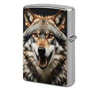 Lighter Case Windproof Metal Hungry Like A Wolf Lighter Pouch Pocket Lighters Sleeve Protector Double-Sided Reusable Protective Kerosene Lighters Cover Gift for Smoker