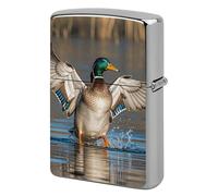 Lighter Case Windproof Metal Hunting Flying Wild Ducks Lighter Pouch Pocket Lighters Sleeve Protector Double-Sided Reusable Protective Kerosene Lighters Cover Gift for Smoker