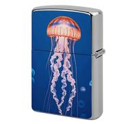 Lighter Case Windproof Metal Jellyfish Academy Lighter Pouch Pocket Lighters Sleeve Protector Double-Sided Reusable Protective Kerosene Lighters Cover Gift for Smoker