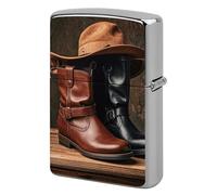 Lighter Case Windproof Metal Leather Boots Hat Rustic Lighter Pouch Pocket Lighters Sleeve Protector Double-Sided Reusable Protective Kerosene Lighters Cover Gift for Smoker