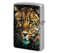 Lighter Case Windproof Metal Leopard Lighter Pouch Pocket Lighters Sleeve Protector Double-Sided Reusable Protective Kerosene Lighters Cover Gift for Smoker